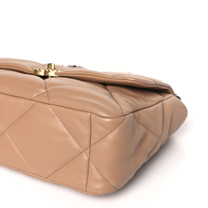 Chanel Lambskin Quilted Large Chanel 19 Flap Dark Beige 9 of 9