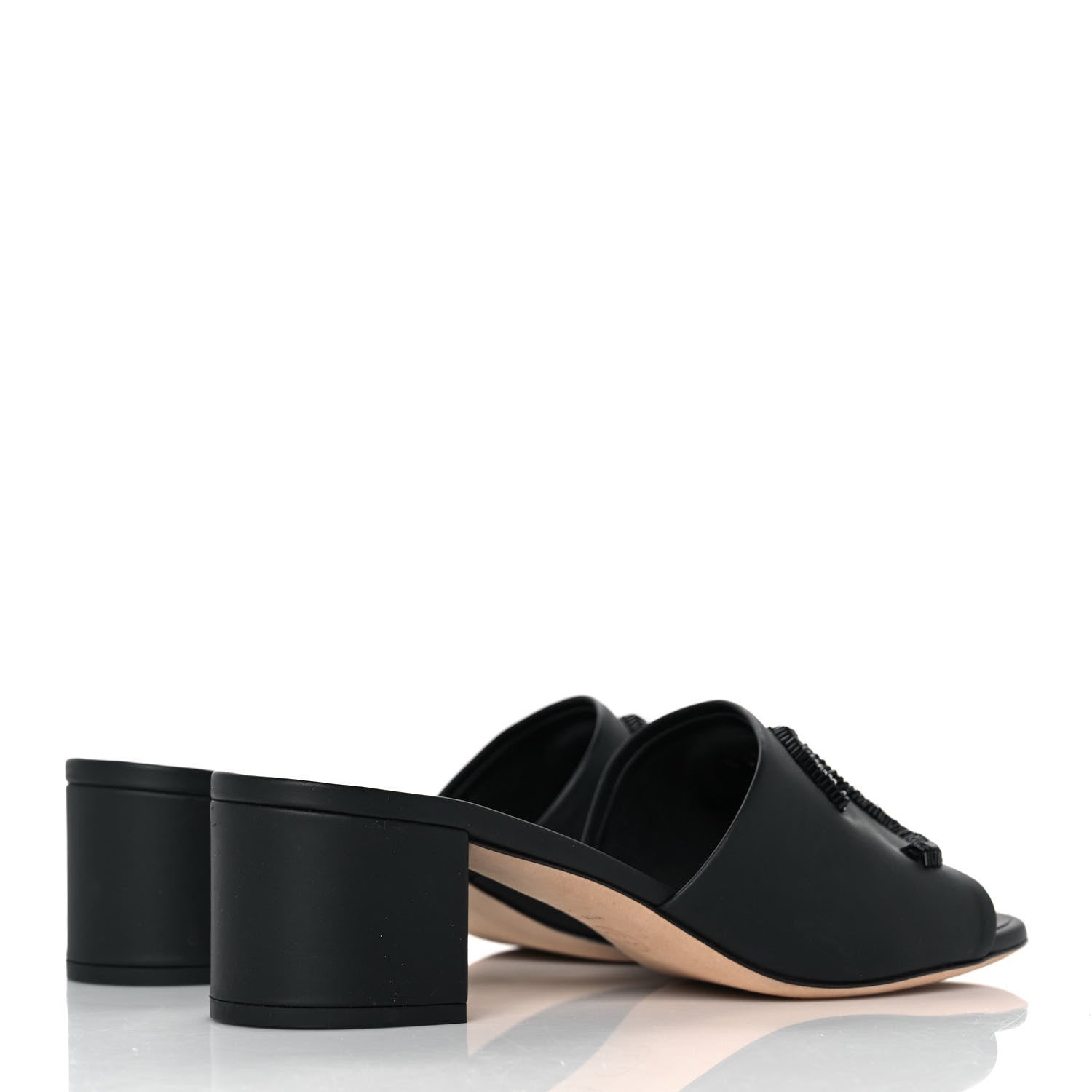 Chanel Lambskin Beaded CC Mule Sandal 38 Black 4 of 8