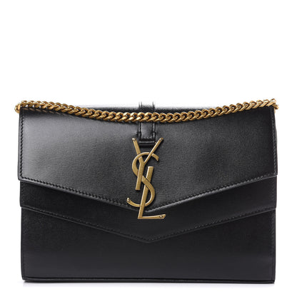 Saint Laurent Smooth Calfskin Monogram Sulpice Chain Wallet Black 1 of 9