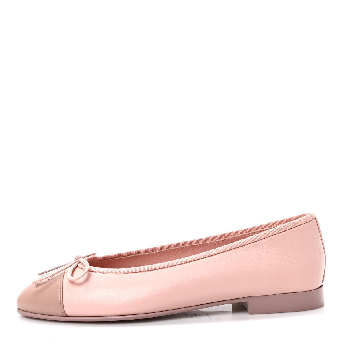 Lambskin Cap Toe CC Ballerina Flats 37.5 Light Pink Dark Pink