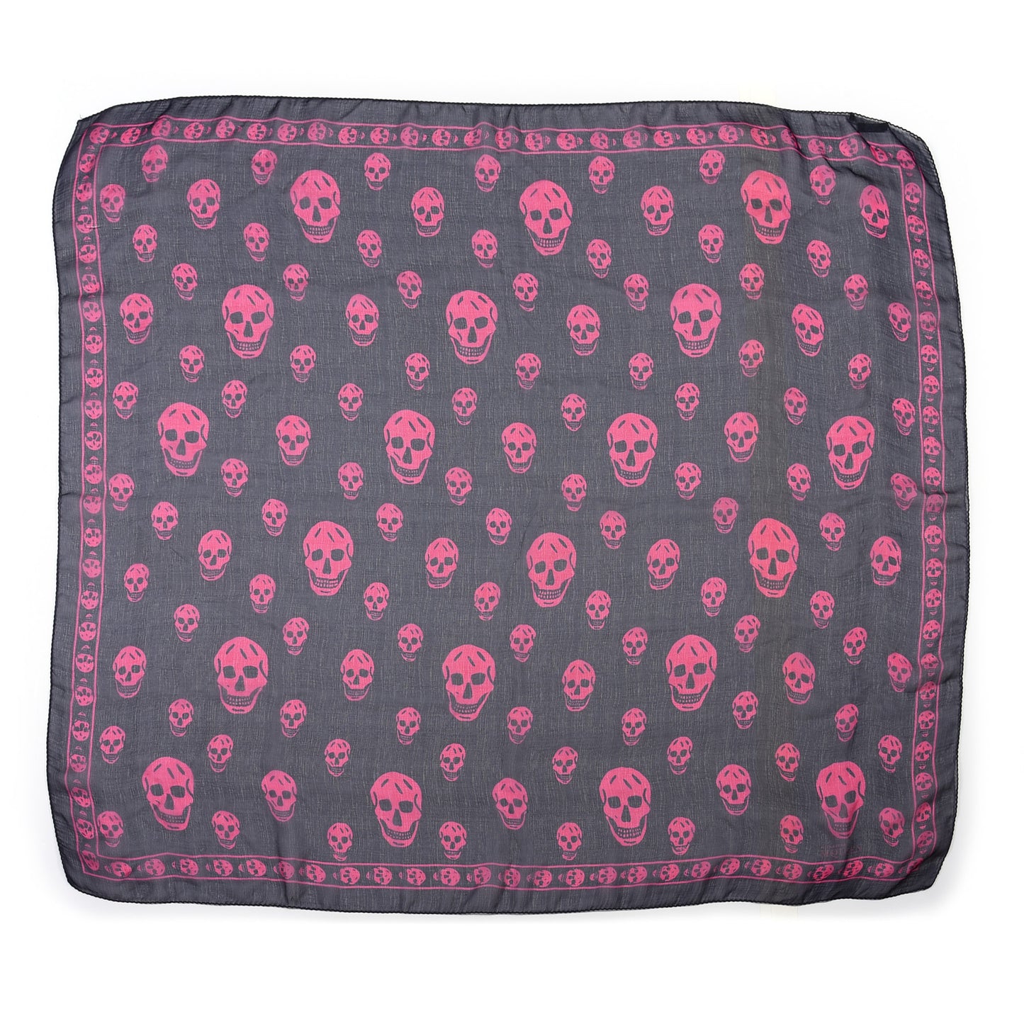 Silk Skull Scarf Black Pink