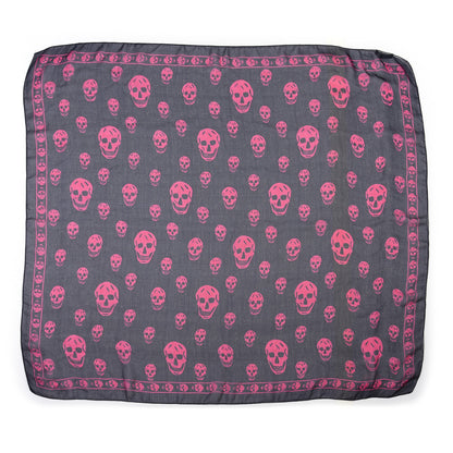 Alexander McQueen Silk Skull Scarf Black Pink 1 of 4