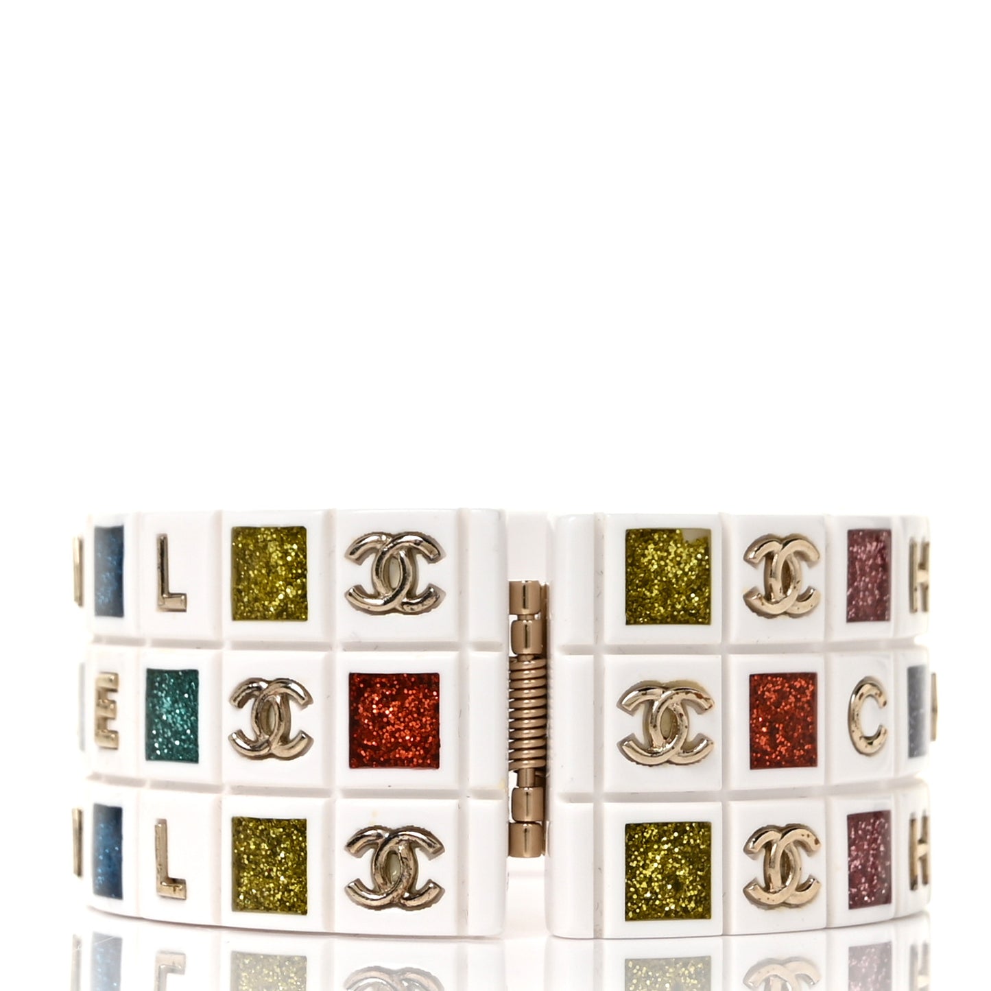 Resin Glitter CC Logo Cuff White Multicolor