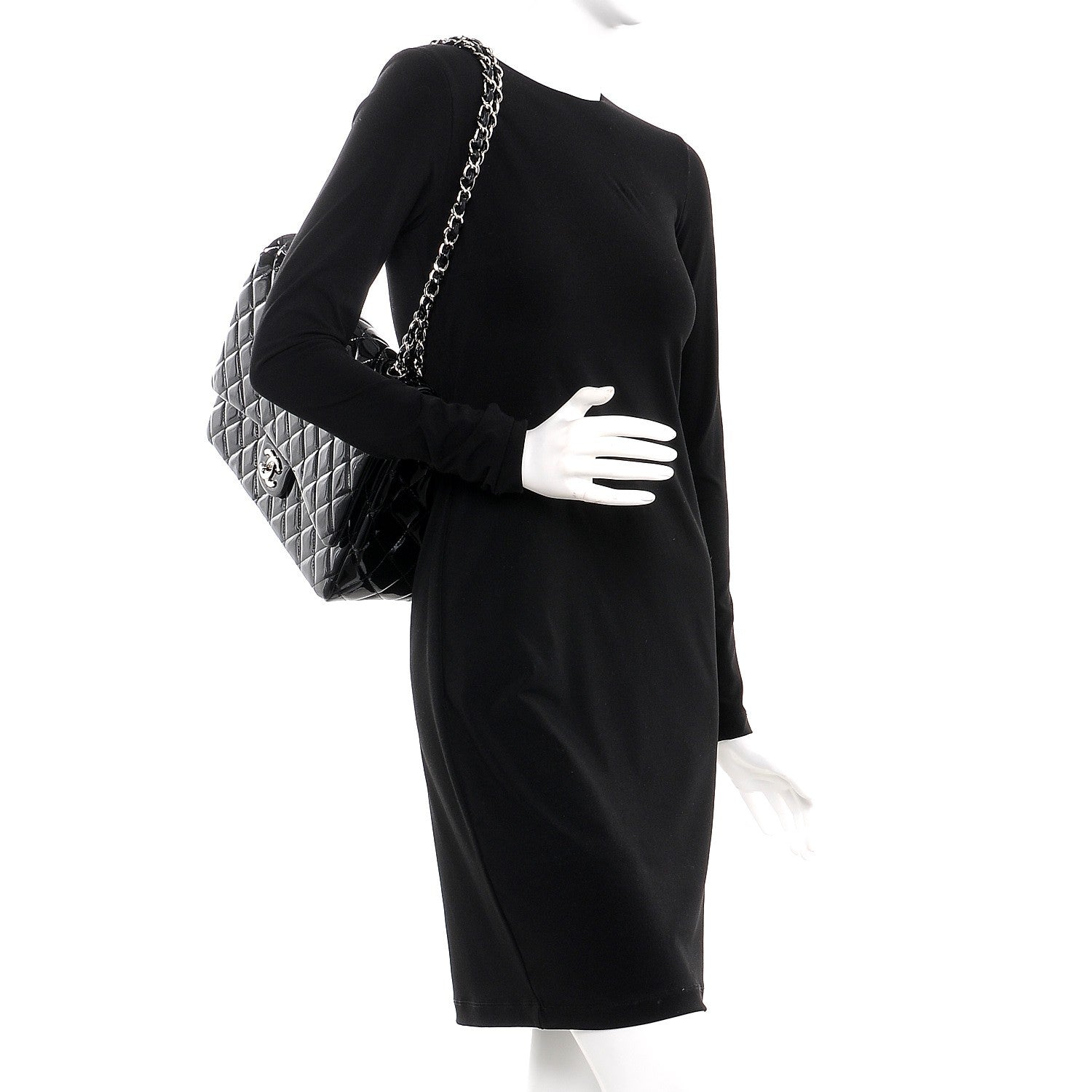 Chanel Patent Quilted Maxi Double Flap Black 3 of 8