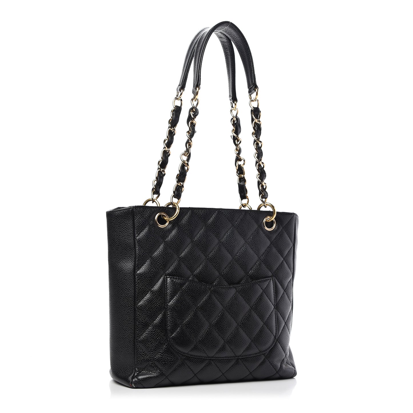 Caviar Quilted Petit Shopping Tote PST Black
