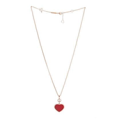 Chopard 18K Rose Gold Diamond Happy Hearts Pendant Necklace Red 2 of 4