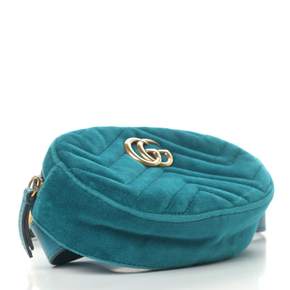 Gucci Velvet Matelasse GG Marmont Belt Bag 75 30 Pavone Cyan 3 of 5