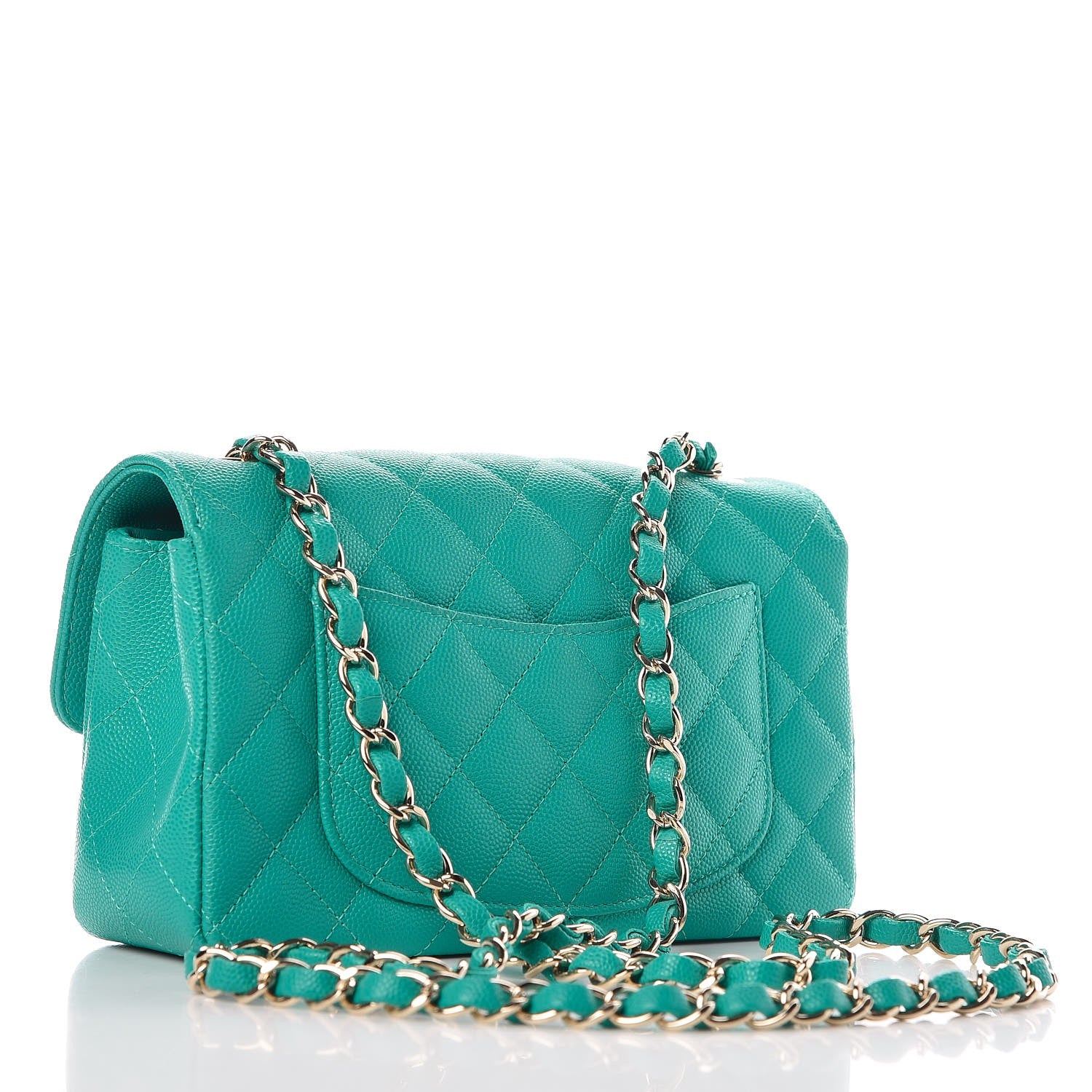 Chanel Caviar Quilted Mini Rectangular Flap Turquoise 3 of 8