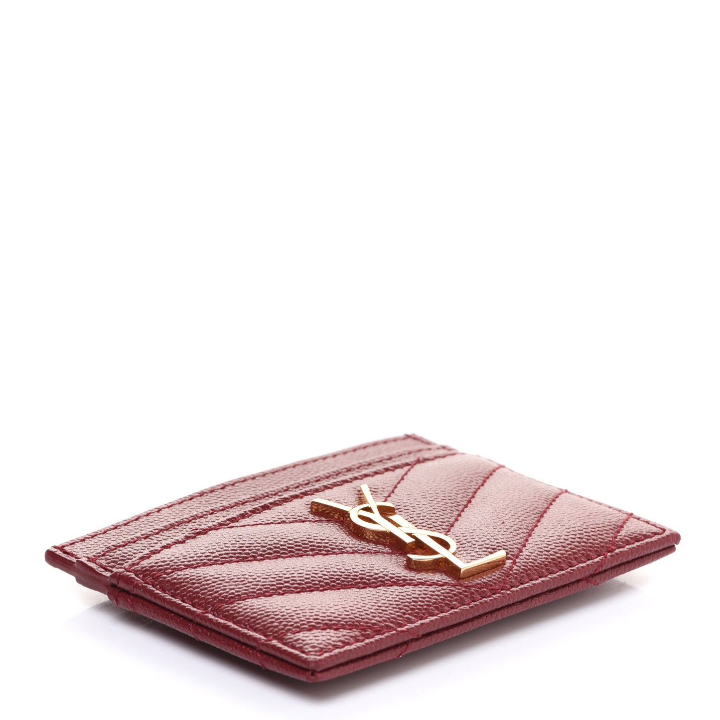Grain De Poudre Matelasse Chevron Monogram Credit Card Case New Red