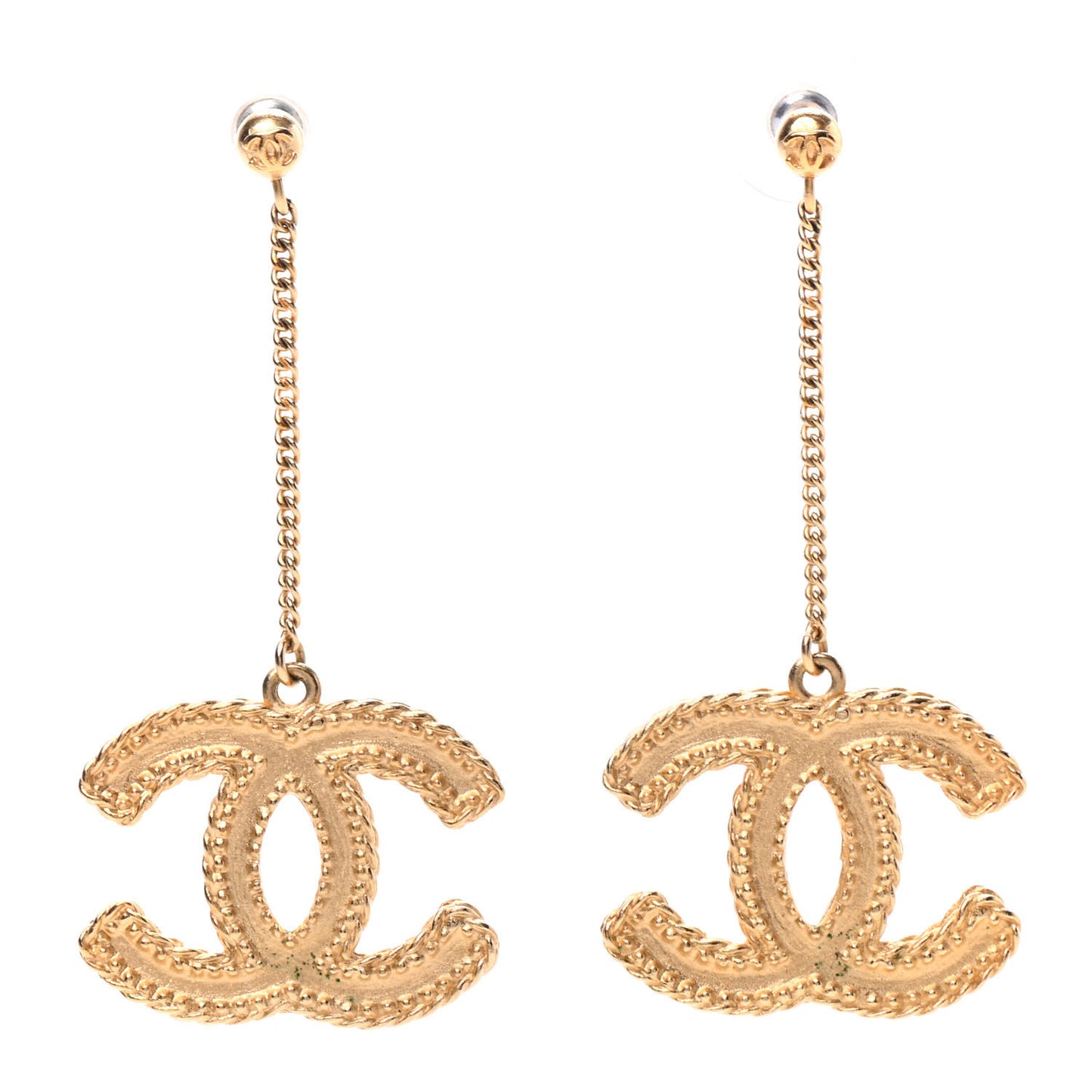 CC Drop Earrings Matte Gold