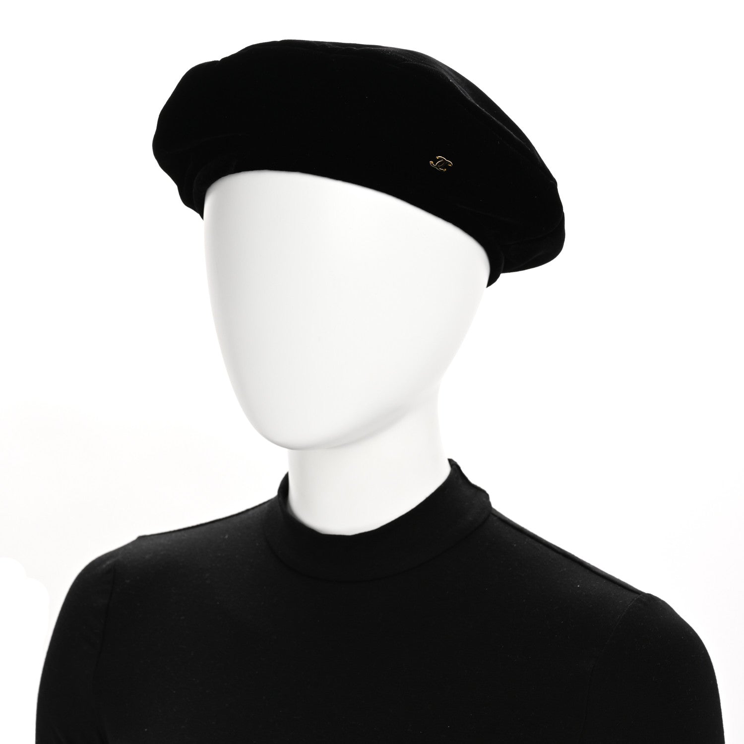 Chanel Velvet Beret Hat M Black 2 of 8