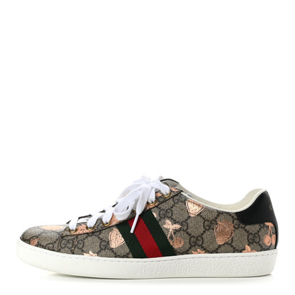 Gucci GG Supreme Monogram Berry Web Womens Ace Sneakers 40 Beige Light Copper Black 1 of 8