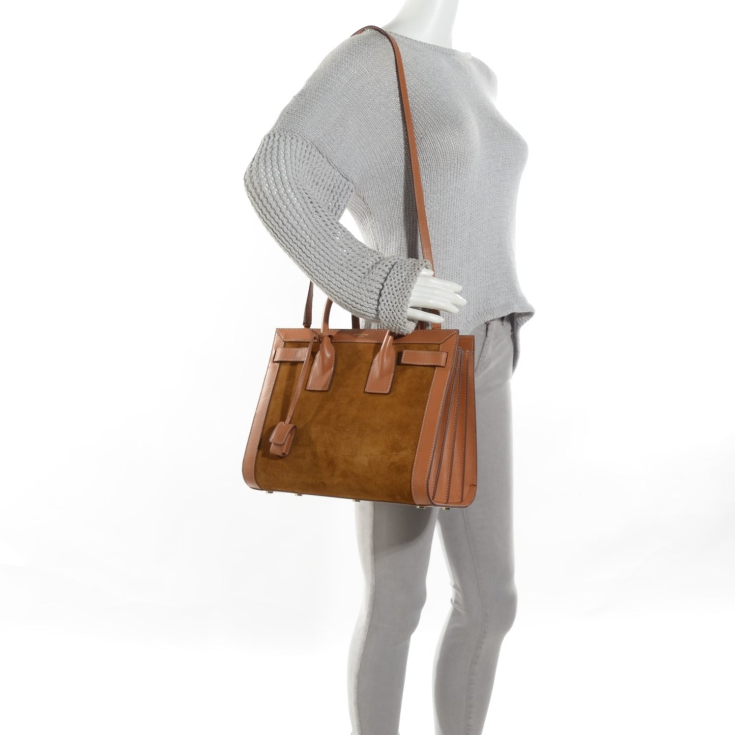 Suede Small Sac de Jour Carryall Light Brown Cognac