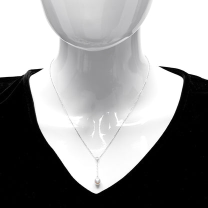 Mikimoto 18K White Gold Akoya Pearl Diamond 7-7.5mm Drop Pendant Necklace 2 of 4