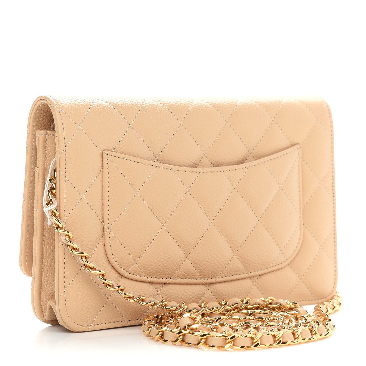 Caviar Quilted Wallet On Chain WOC Beige