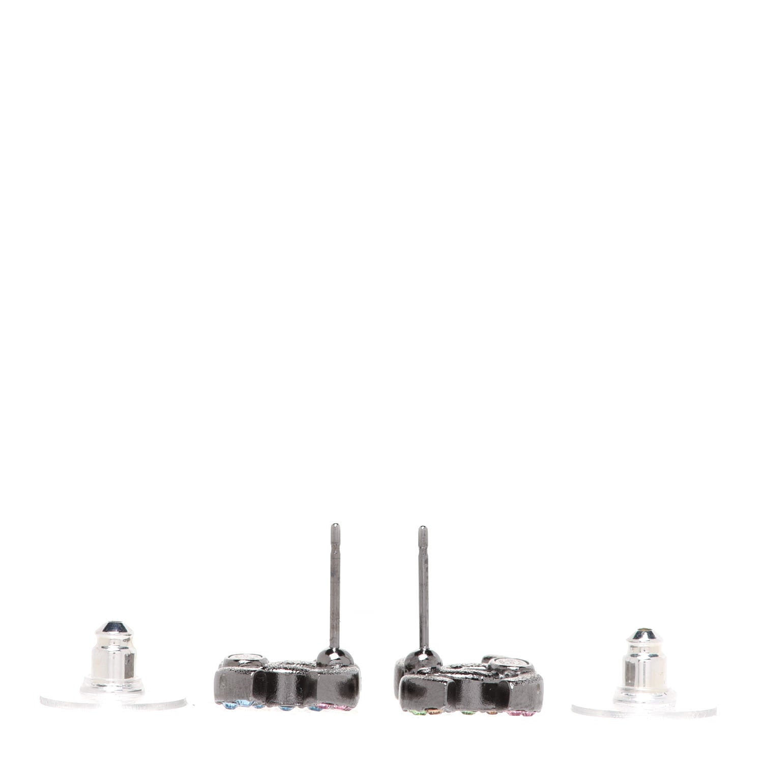 Chanel Ruthenium Crystal CC Earrings Multicolor 3 of 5