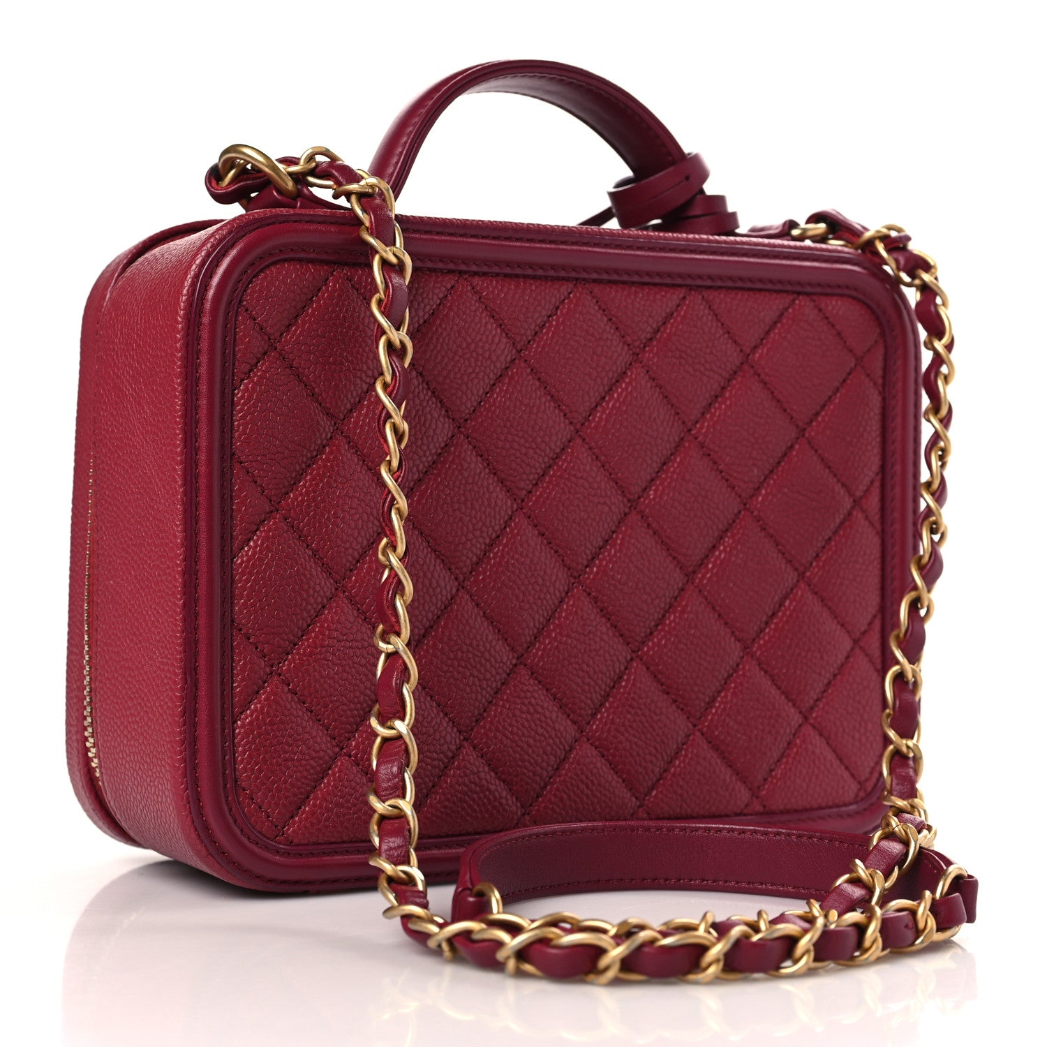 Chanel Caviar Quilted Medium CC Filigree Vanity Case Red 3 of 9