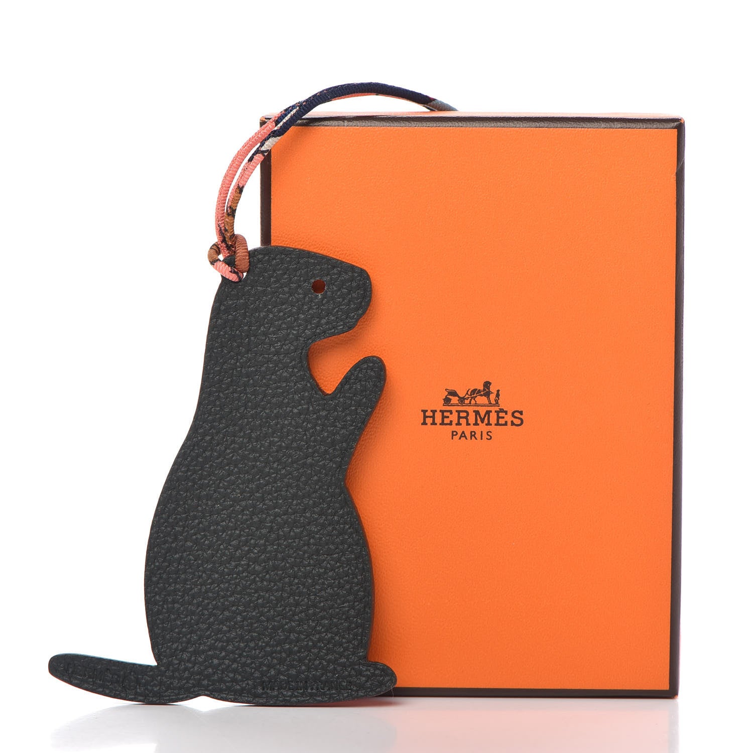 Hermes Epsom Togo Petit H Groundhog Bag Charm GM BRose Confetti 8 of 8