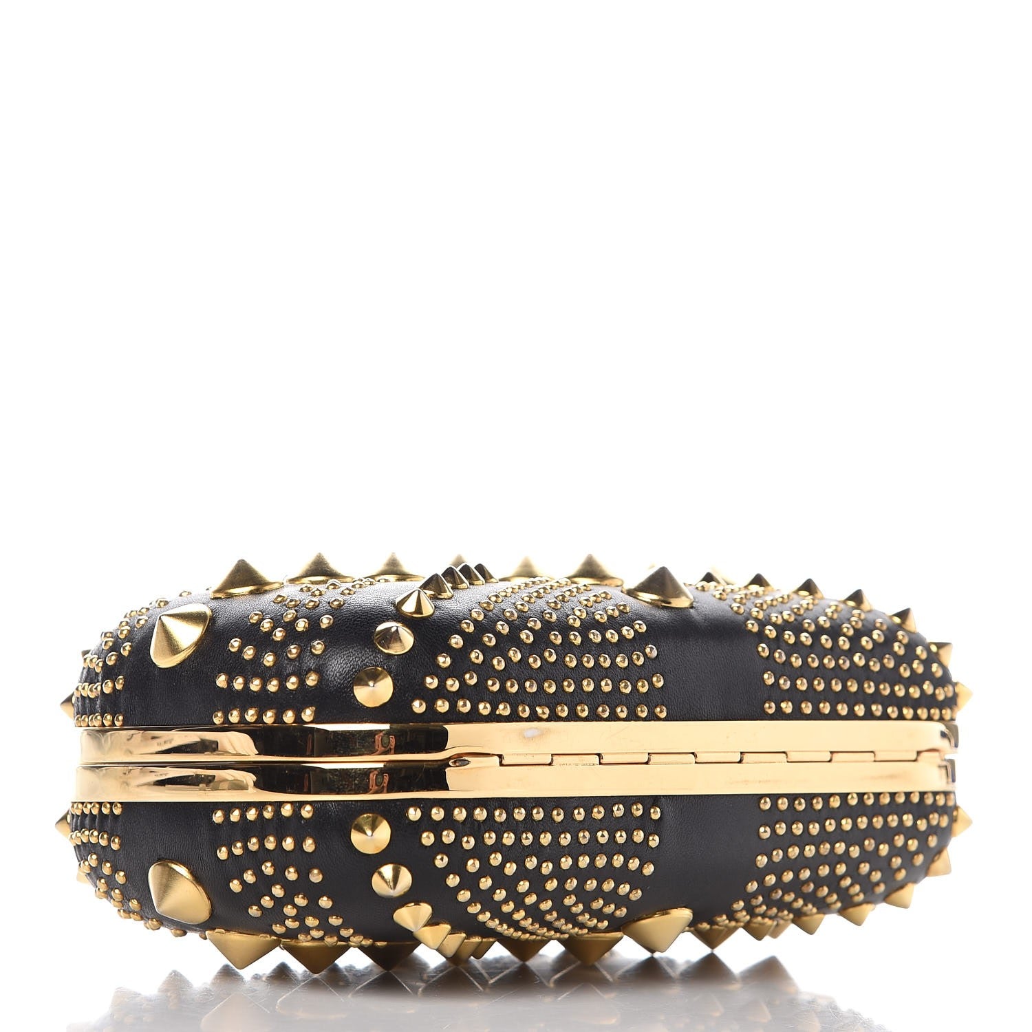 Alexander McQueen Calfskin Studded Britannia Skull Box Clutch Black 4 of 8
