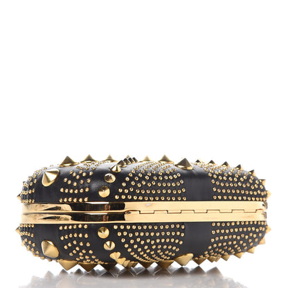 Alexander McQueen Calfskin Studded Britannia Skull Box Clutch Black 4 of 8