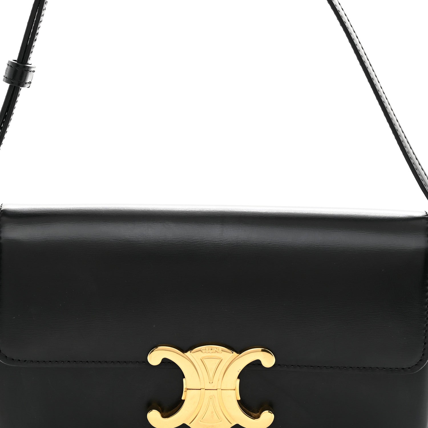 Celine Shiny Calfskin Triomphe Shoulder Bag Black 8 of 10