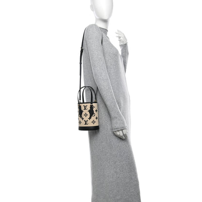 Louis Vuitton Cotton Calfskin Monogram Nano Bucket Bag Black 2 of 12