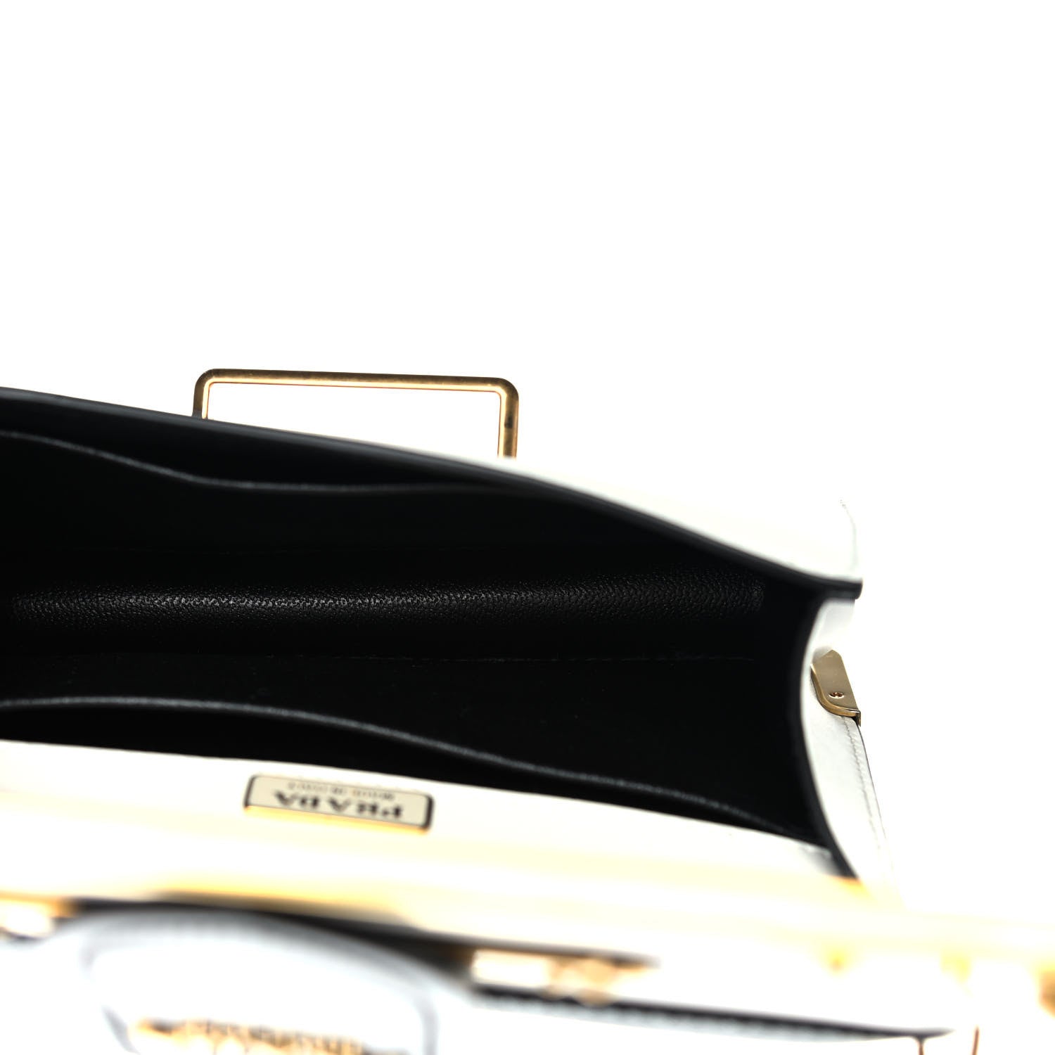 Prada City Calfskin Saffiano Cahier Bag White Black 4 of 9