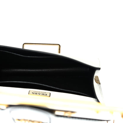 Prada City Calfskin Saffiano Cahier Bag White Black 4 of 9