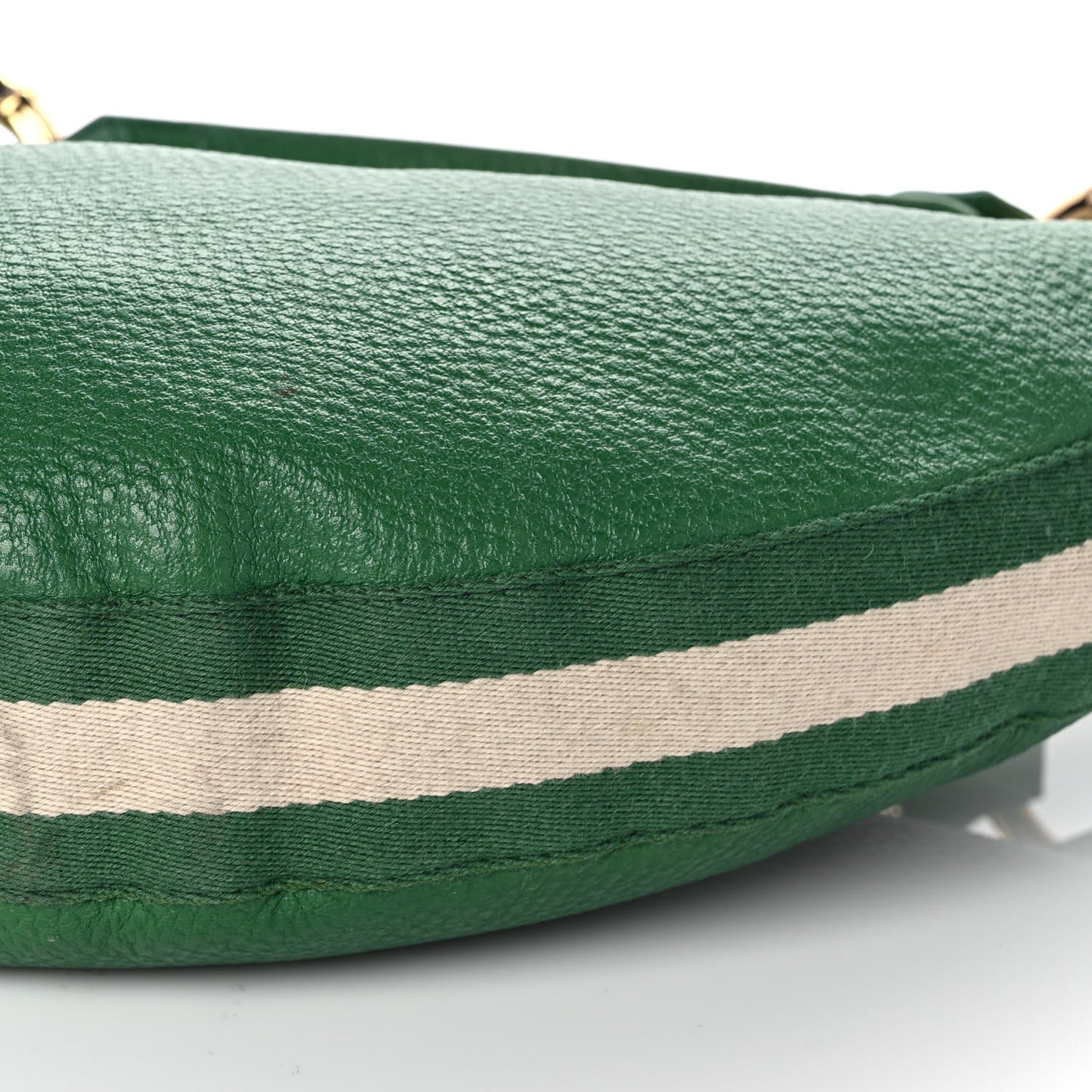 Calfskin Half Moon Bamboo Ring Hobo Green