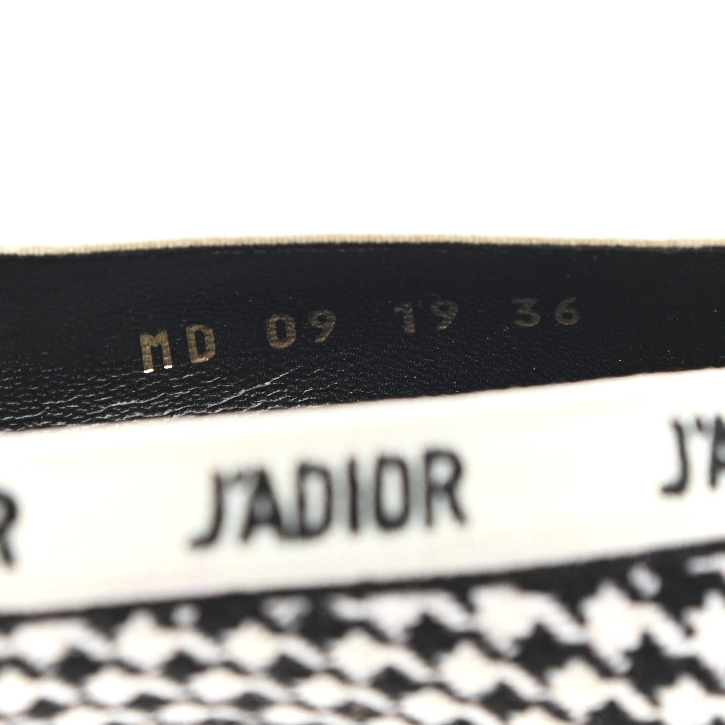 Wool Ribbon Houndstooth Embroidered J'Adior 65mm Pumps 36 Black White