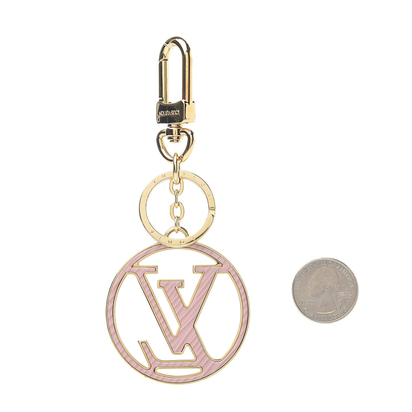 Epi LV Circle Bag Charm Key Holder Red Pink