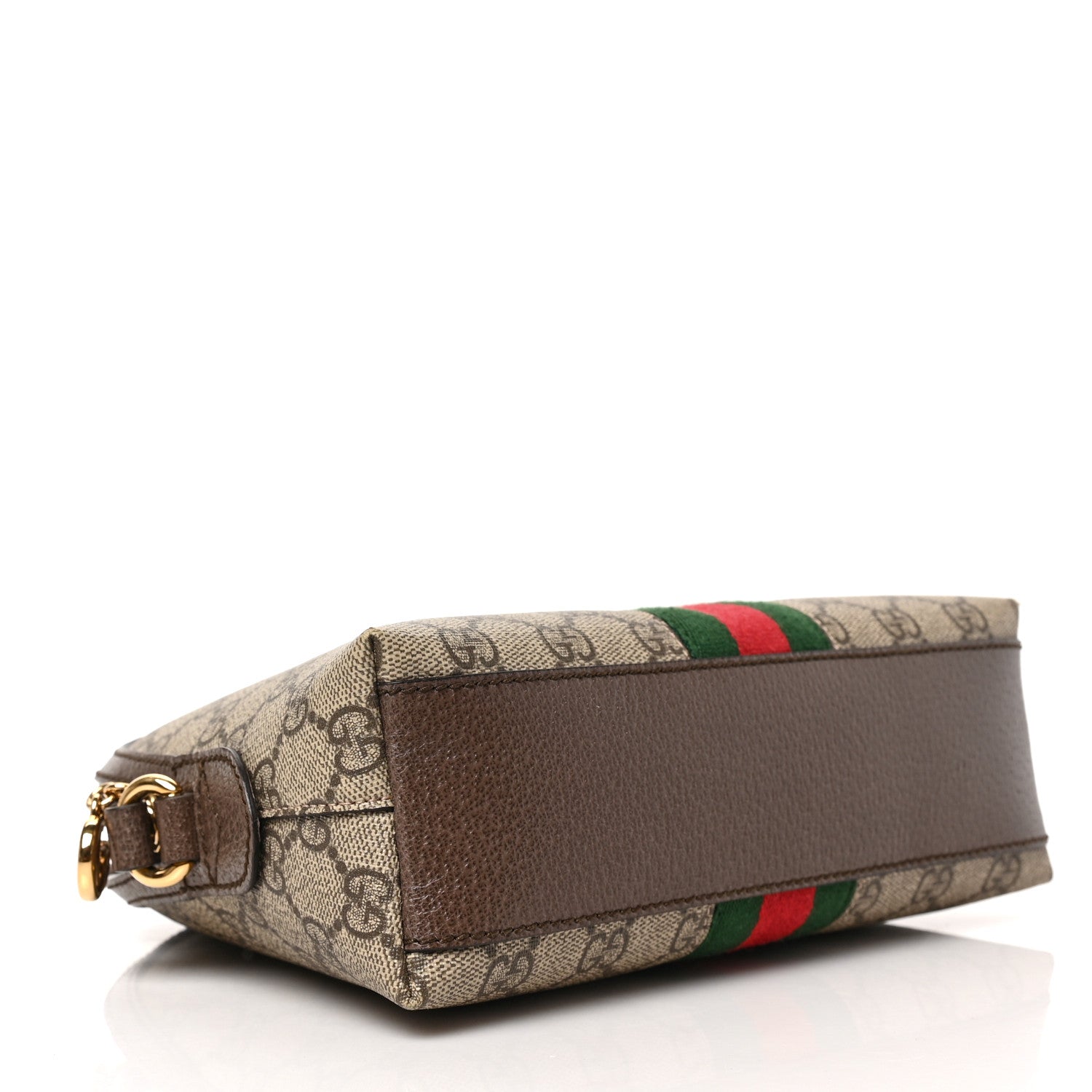 Gucci GG Supreme Monogram Textured Dollar Calfskin Web Small Ophidia Dome Shoulder Bag Beige Ebony New Acero 4 of 9