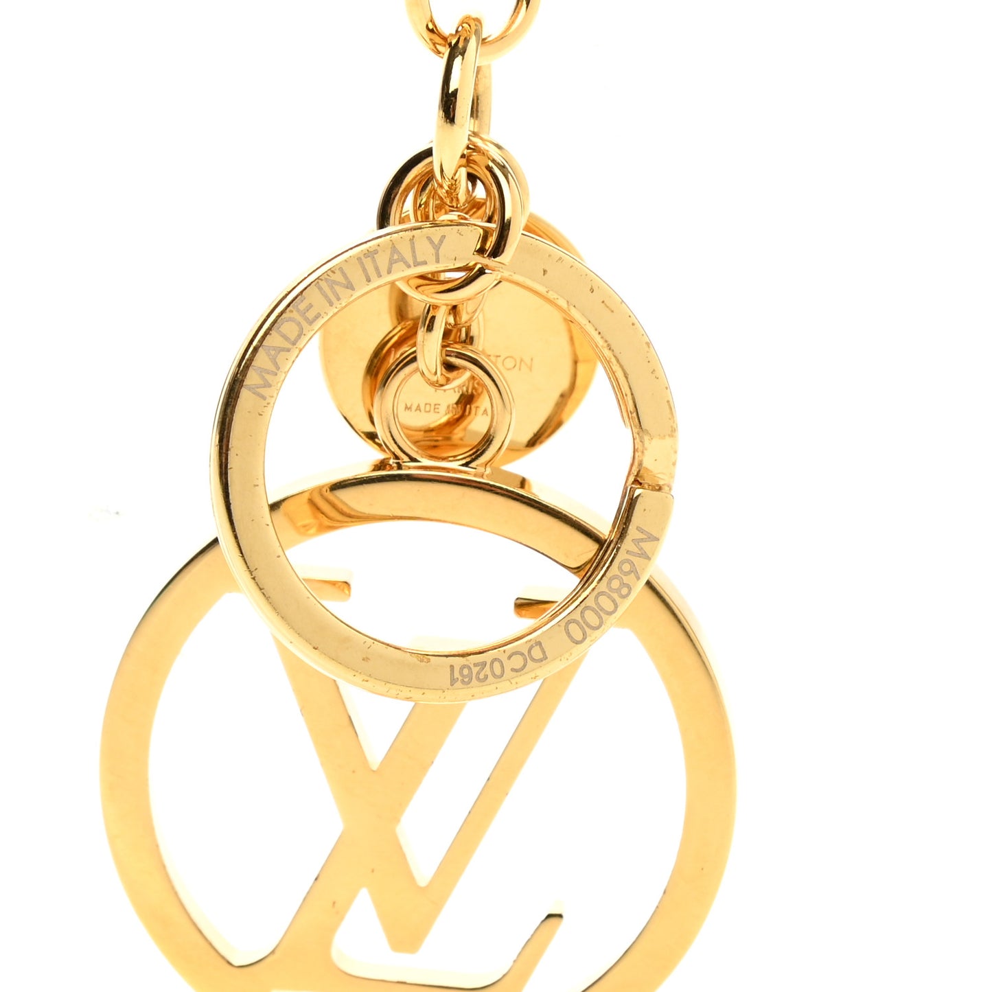 Metal LV Circle Bag Charm Key Holder Gold