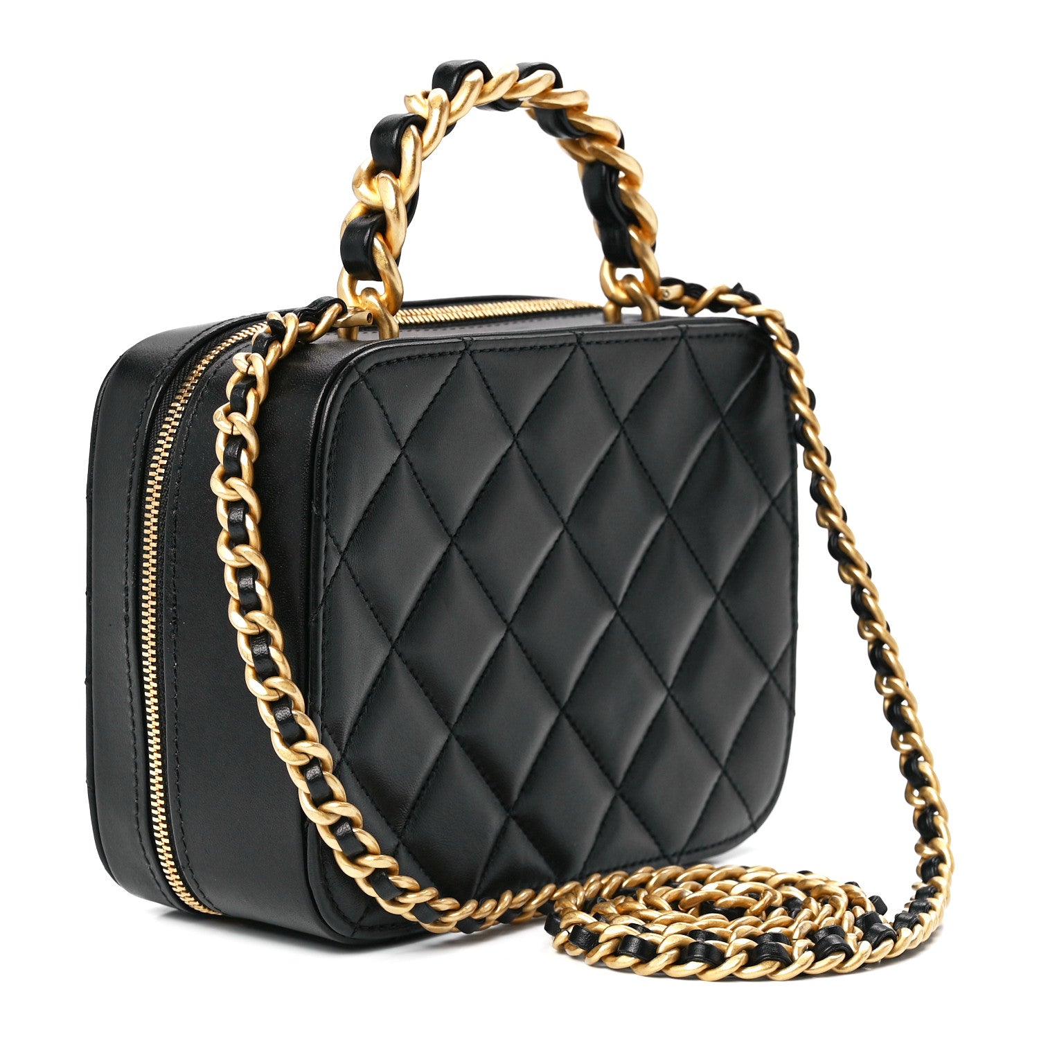 Chanel Lambskin Quilted Top Handle Small Vanity Case Black 3 of 11
