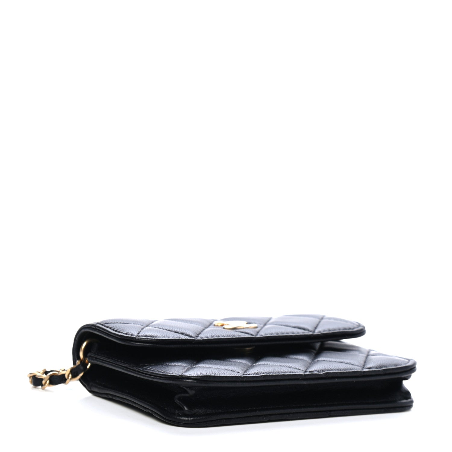 Chanel Lambskin Quilted Pearl Crush Clutch With Chain Black 3 of 4
