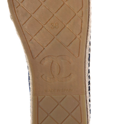 Chanel Velvet Logo Espadrilles 38 Navy Black 6 of 8