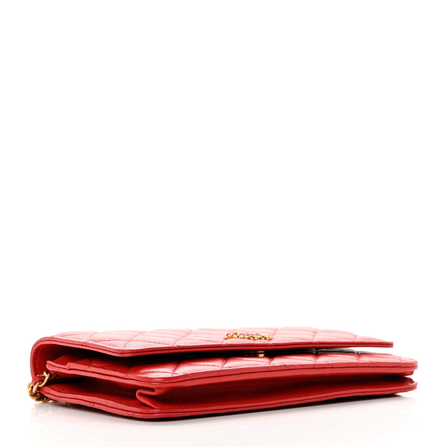 Lambskin Quilted Infinity Wallet On Chain WOC Red