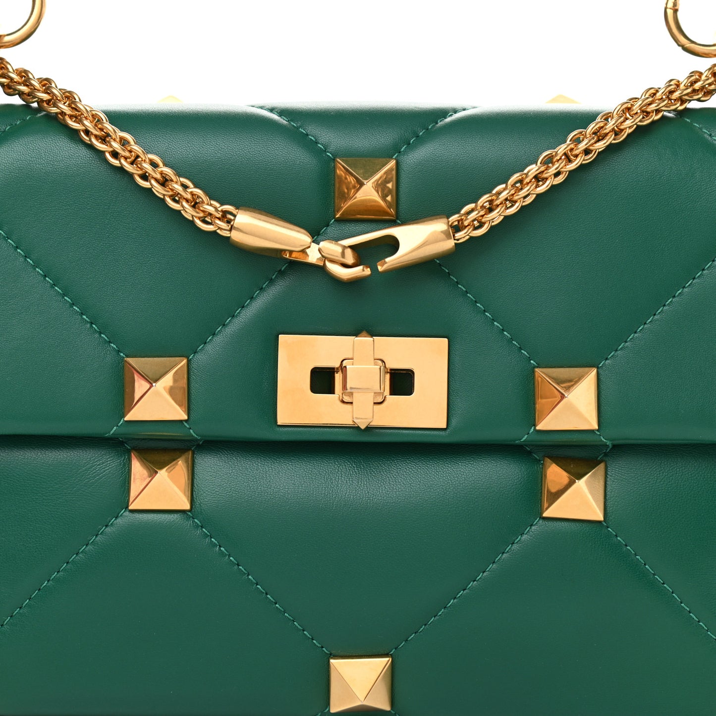 Nappa Large Roman Stud Shoulder Bag Jungle