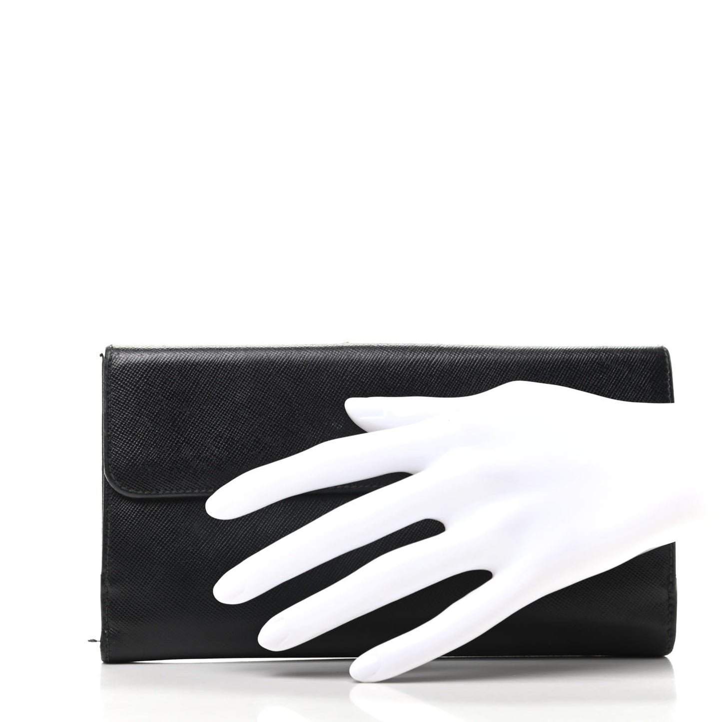 Saffiano Metal Continental Flap Wallet Black