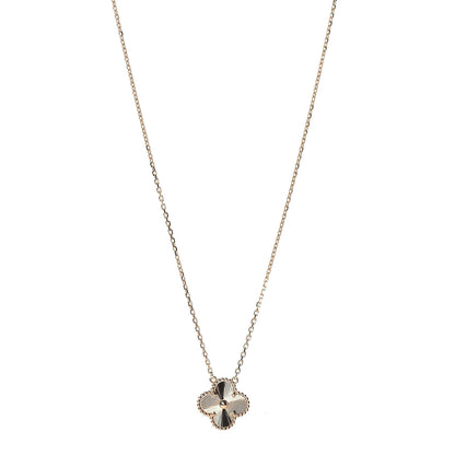 Van Cleef & Arpels 18K Yellow Gold Guilloche Vintage Alhambra Pendant Necklace 1 of 8