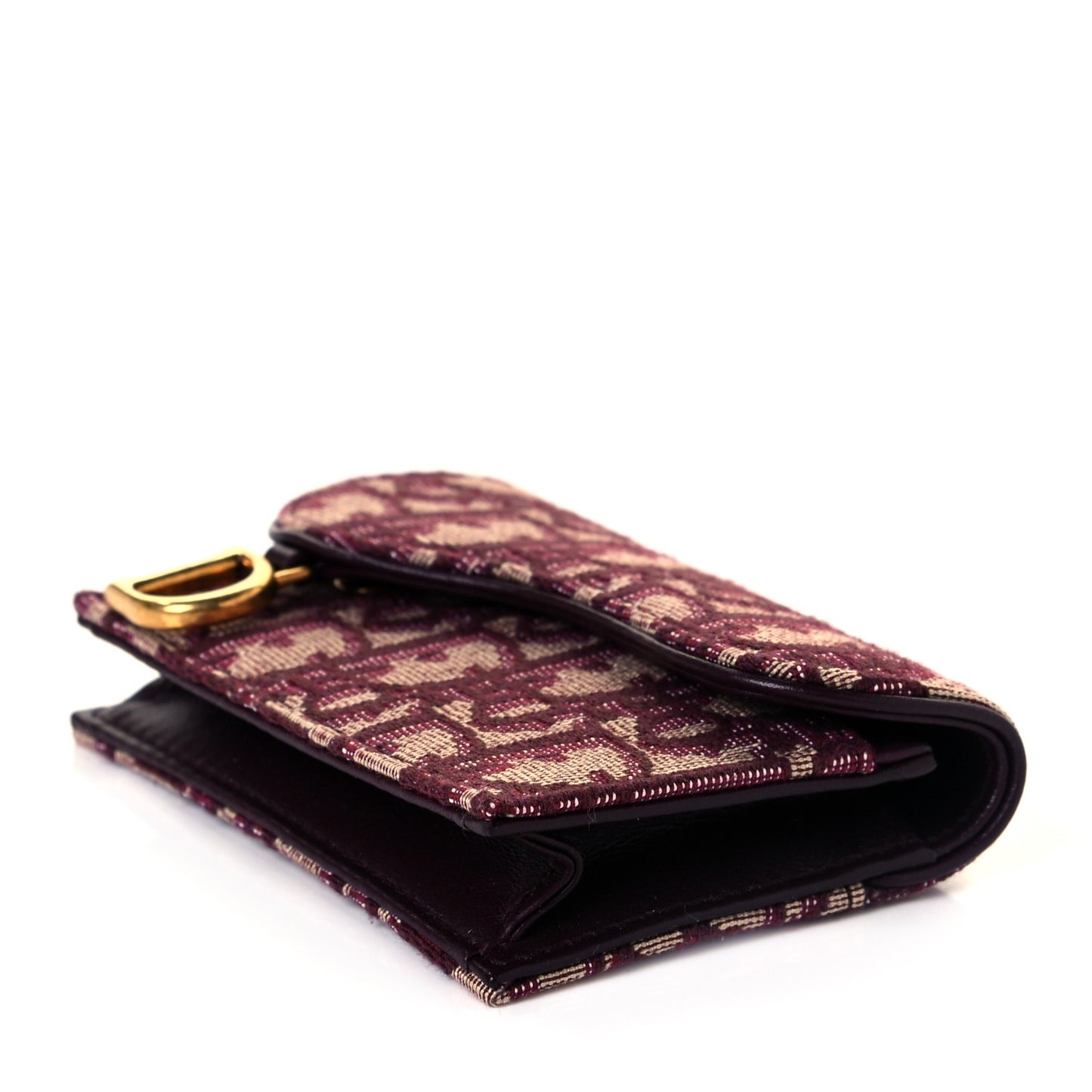 Oblique Saddle Card Holder Bordeaux