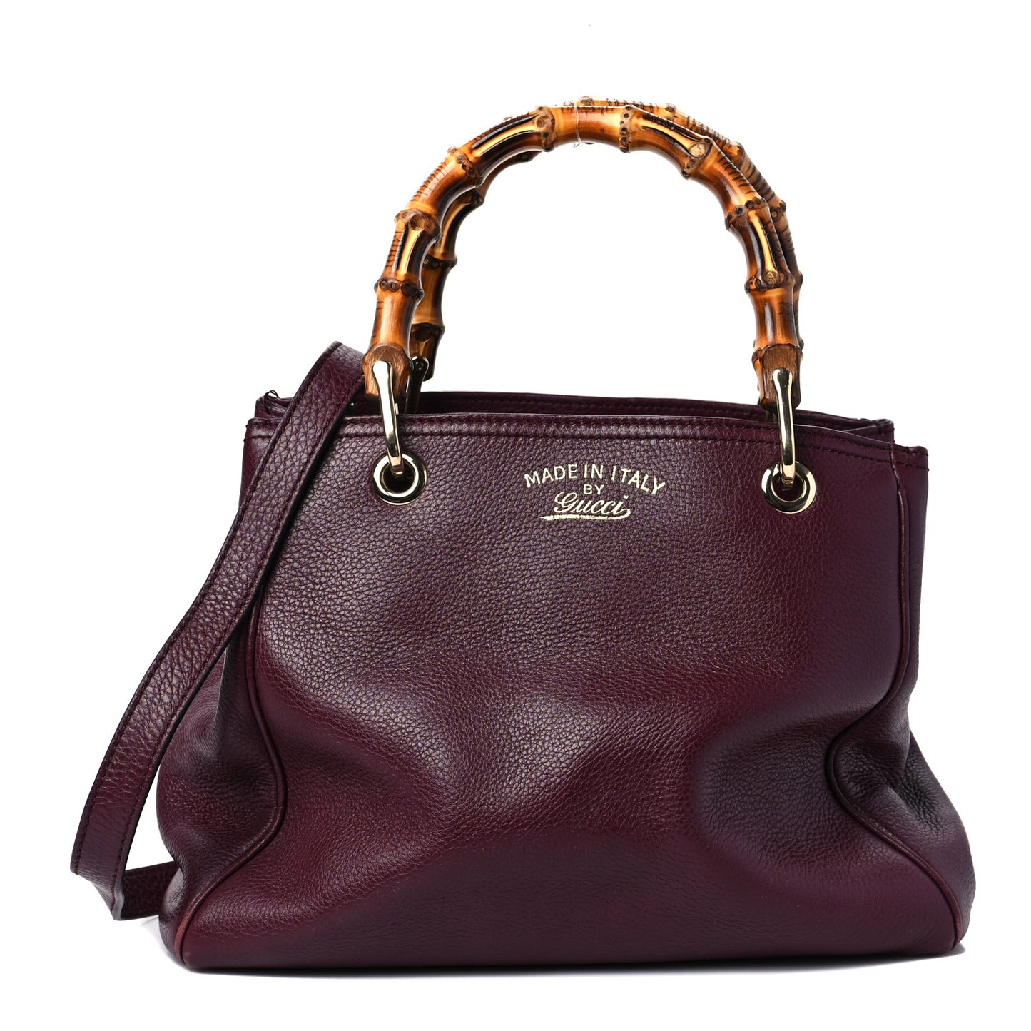 Calfskin Small Bamboo Shopper Tote Burgundy