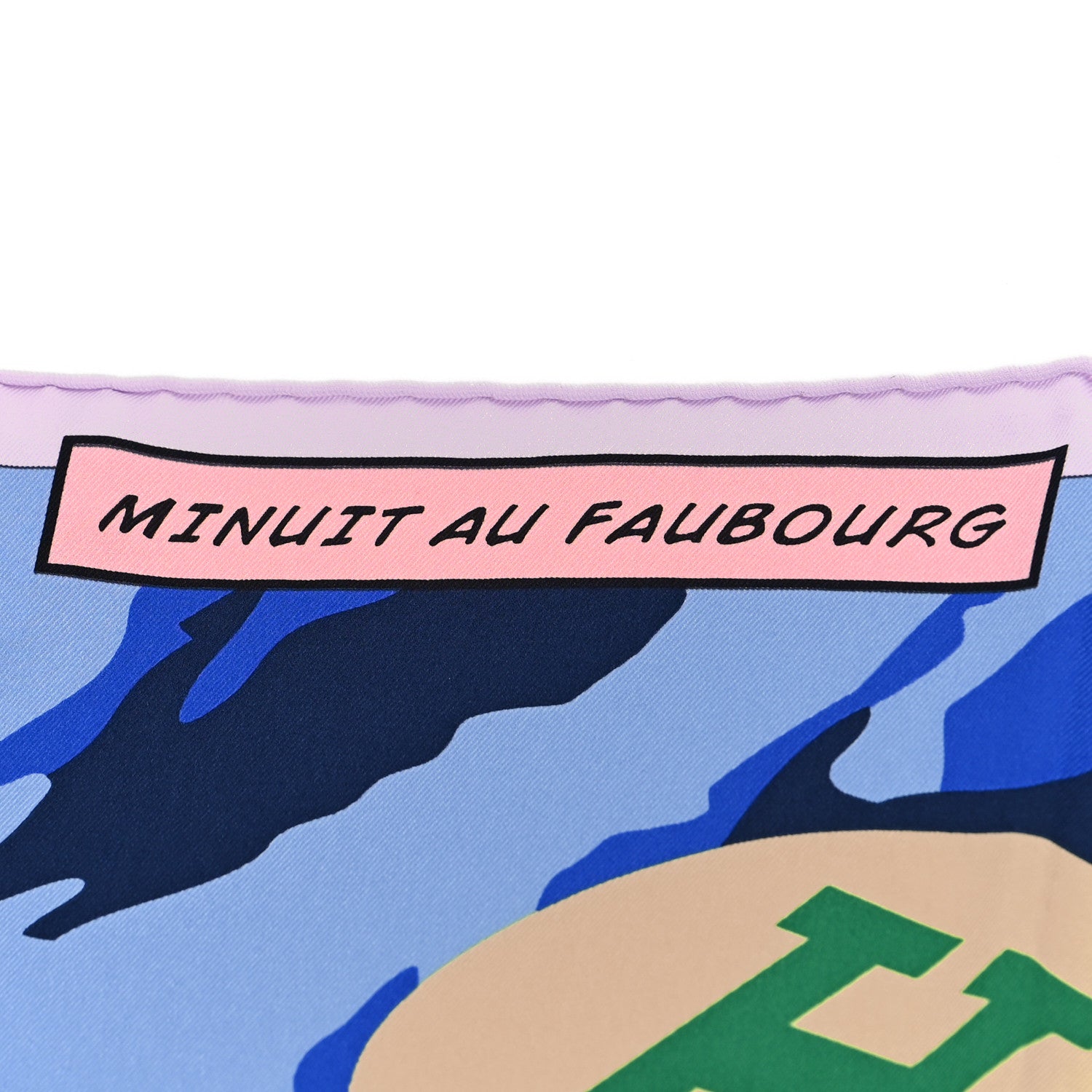 Hermes Silk Minuit Au Faubourg Scarf 70 Parme Bleu Vert 4 of 5
