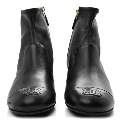 Chanel Stretch Lambskin Cap Toe CC Short Boots 37.5 Black 3 of 10