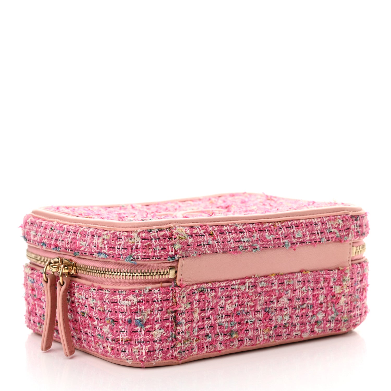 Chanel Tweed Quilted Medium CC Filigree Vanity Case Pink 4 of 10