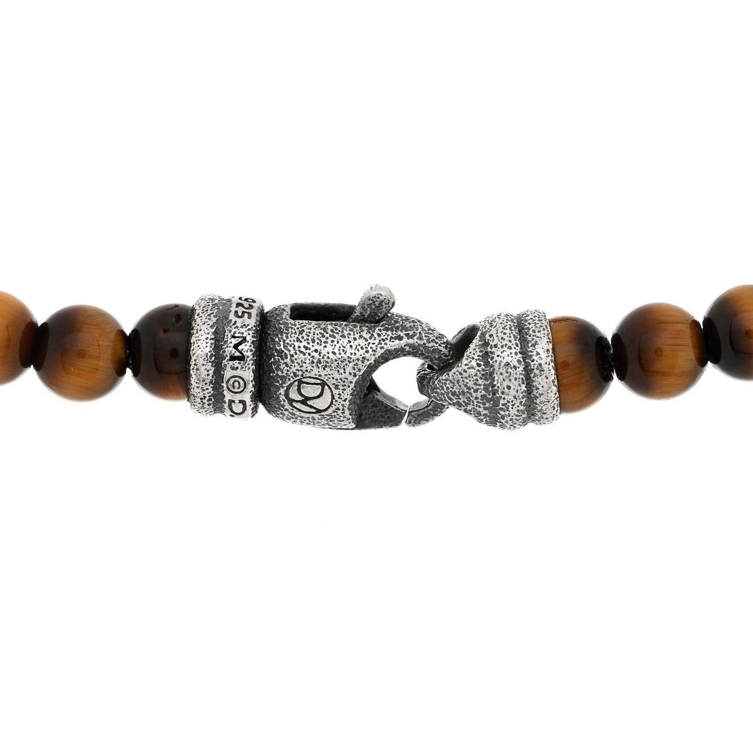 David Yurman Sterling Silver Tigers Eye 5mm Spiritual Beads Necklace 4 of 4