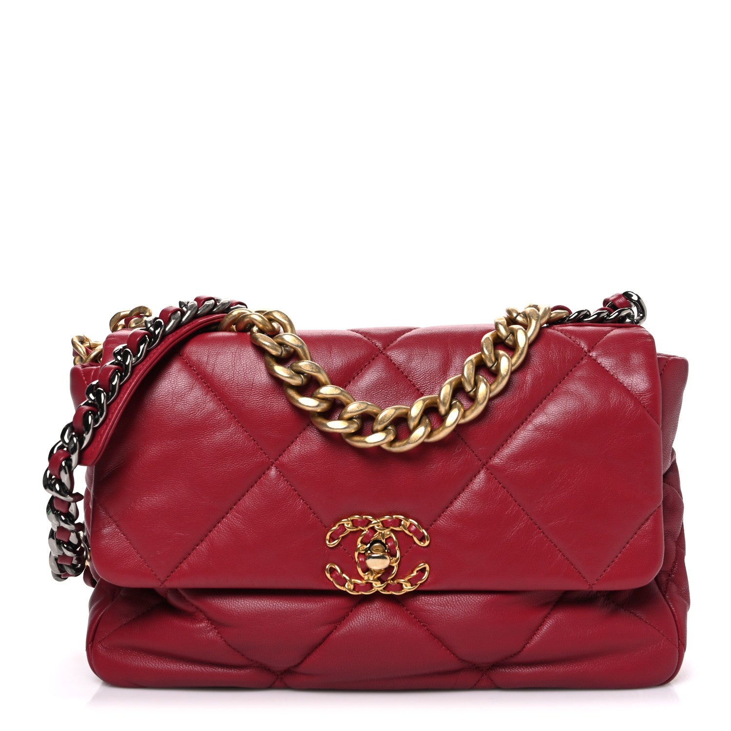 Chanel Lambskin Quilted Large Chanel 19 Flap Red 1 of 9