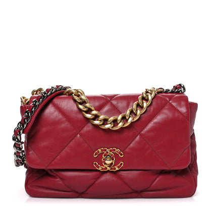 Chanel Lambskin Quilted Large Chanel 19 Flap Red 1 of 9