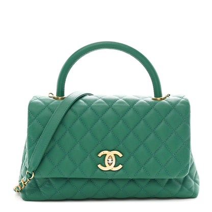 Chanel Caviar Quilted Small Coco Handle Flap Green 1 of 11
