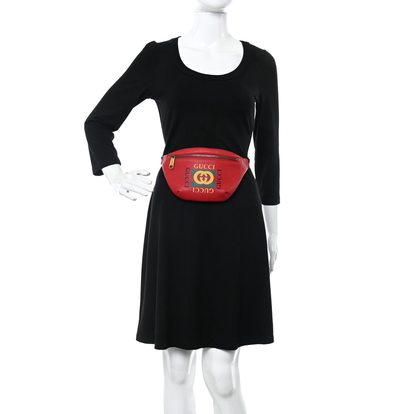 Grained Calfskin Small Logo Belt Bag Hibiscus Red